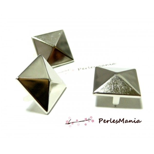 Clous rivet 10mm Pyramide Carré à 4 griffes métal couleur ARGENT PLATINE