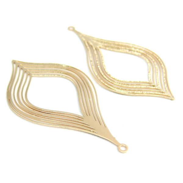 PS110206600  PAX 10 Estampes pendentif filigrane Feuille Goutte couleur Argent Platine de 39mm