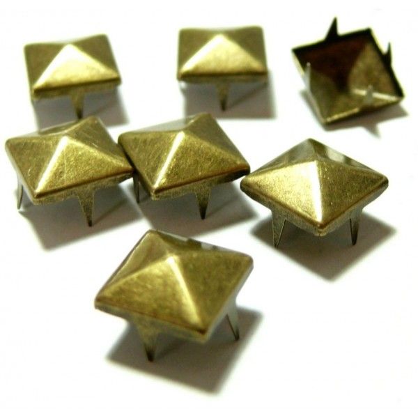 PAX de 50 clous, rivets 6mm pyramide carré à 4 griffes métal couleur Bronze