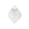 Estampes Pendentifs Grande Feuille Goutte Filigrane 59mm – Métal Argent Platine