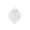 Estampes Pendentifs Grande Feuille Goutte Filigrane 59mm – Métal Argent Platine