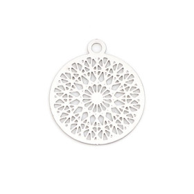 Estampes pendentif 14mm filigrane Mandala Argent Platine