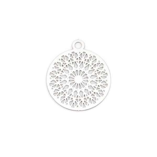 Estampes pendentif 14mm filigrane Mandala Argent Platine