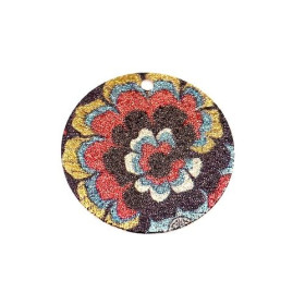 Pendentifs breloques stardust Ronde 20mm Flower Power Doré