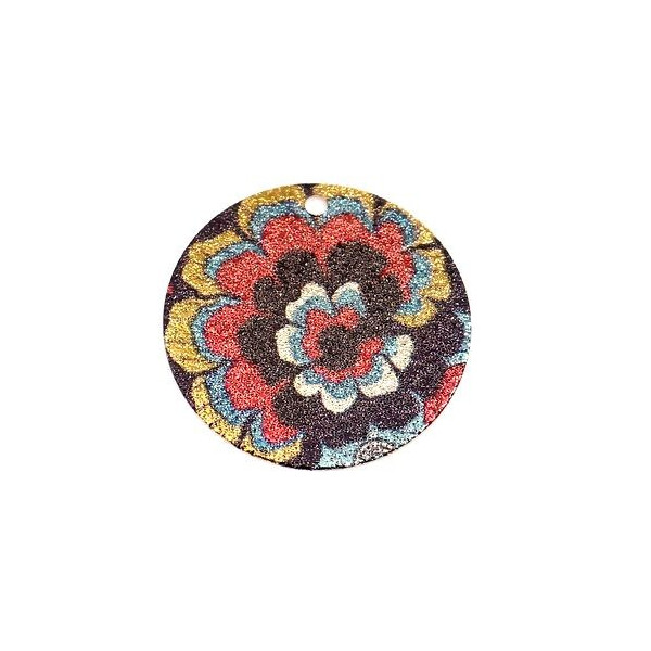 Pendentifs breloques stardust Ronde 20mm Flower Power Doré