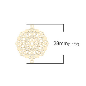 Estampes Connecteur Mandala 28mm, métal couleur Doré