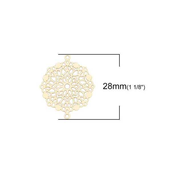 Estampes Connecteur Mandala 28mm, métal couleur Doré