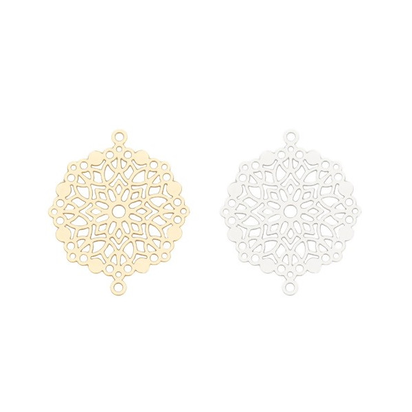 Estampes Connecteur Mandala 28mm, métal couleur Doré