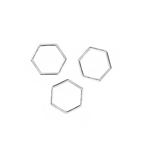 pendentifs connecteur Hexagone, Hexagonale 17 par 15mm métal couleur Argent Vif