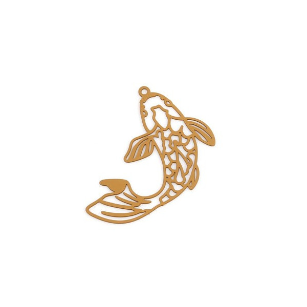 Estampes pendentif poisson Carpe koi couleur Moutarde