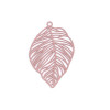 PS110239022 PAX 5 Estampes pendentif connecteur Feuille à nervures 37mm couleur Rose