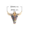 PS110152572 PAX 5 pendentifs Buffalo Tete Vache Boho Chic style emaillé 22mm metal couleur Doré