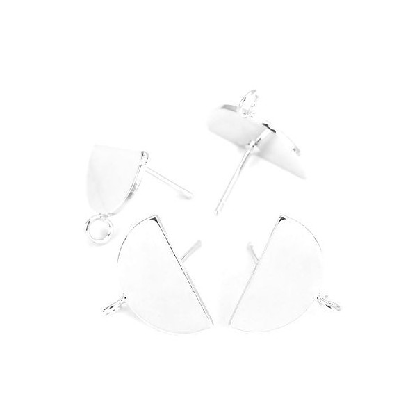 PS110126447 PAX 2 Paires Boucle d'oreille puce Demi cercle avec attache cuivre couleur Argent Platine