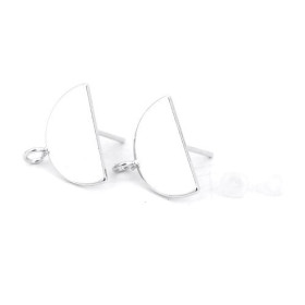 Paire Boucle d'oreille puce Demi cercle avec attache cuivre couleur Argent Platine