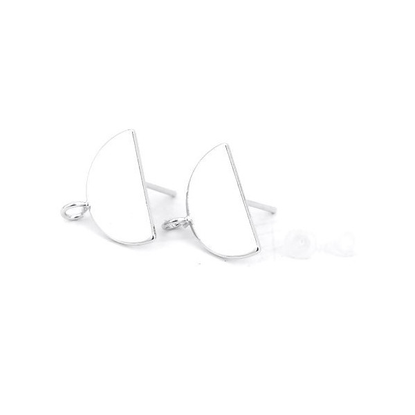 Paire Boucle d'oreille puce Demi cercle avec attache cuivre couleur Argent Platine