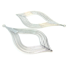 Estampes Pendentif Filigrane Feuille Goutte 39mm – Cuivre Argent Platine