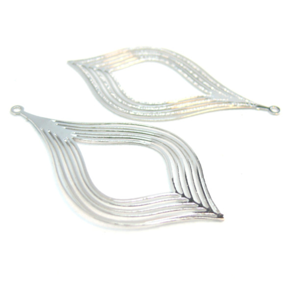 Estampes Pendentif Filigrane Feuille Goutte 39mm – Cuivre Argent Platine