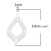 Estampes Pendentif Filigrane Feuille Goutte 39mm – Cuivre Argent Platine