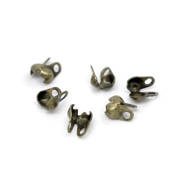 Embouts Fermoirs à plier Cache Noeud couleur Bronze pour chaine bille 2 et 2.4mm