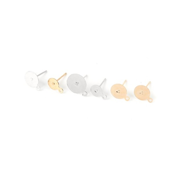 Supports de Boucle d'oreille Puce clou avec attache 6mm métal couleur Argent Platine avec embouts plastique