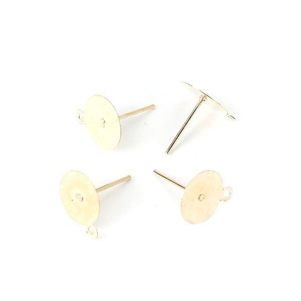 Supports de Boucle d'oreille Puce clou avec attache 6mm métal couleur Doré avec embouts plastique
