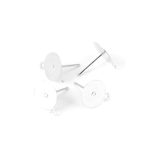 Supports de Boucle d'oreille Puce clou avec attache 10mm métal couleur Argent Platine  avec embouts plastique