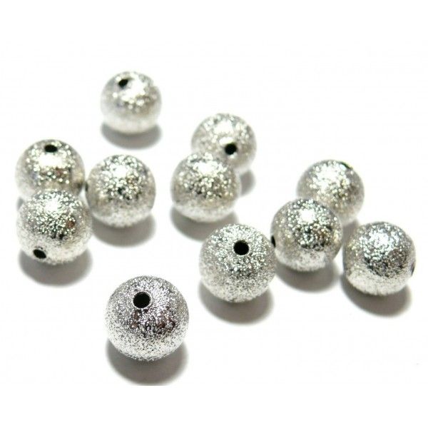 PAX 50 perles intercalaires P248 Stardust Granitees paillettes 6 mm Laiton couleur Argent Platine
