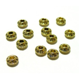 Pendentifs Perles Intercalaire Toupie Ethnique 6.5mm – Métal Or Antique