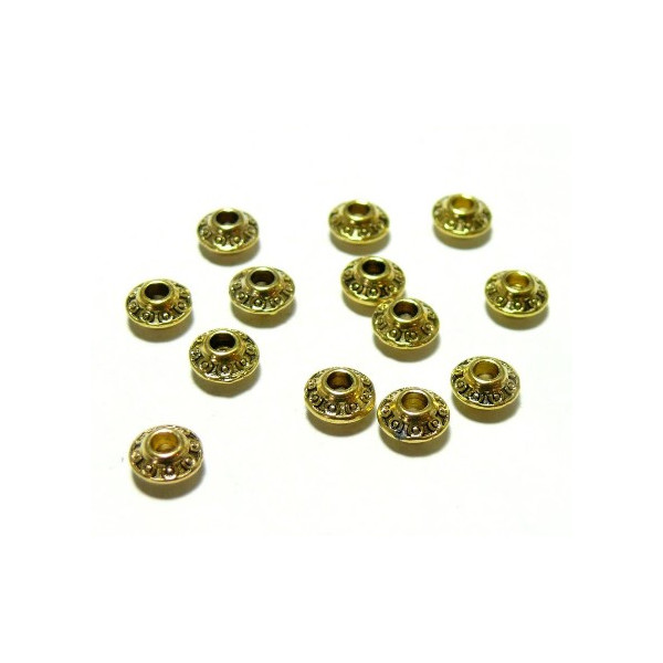 Pendentifs Perles Intercalaire Toupie Ethnique 6.5mm – Métal Or Antique