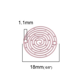 PS110204938 PAX de 10 Estampes pendentif connecteur filigrane Spirale 18mm métal couleur Vieux Rose