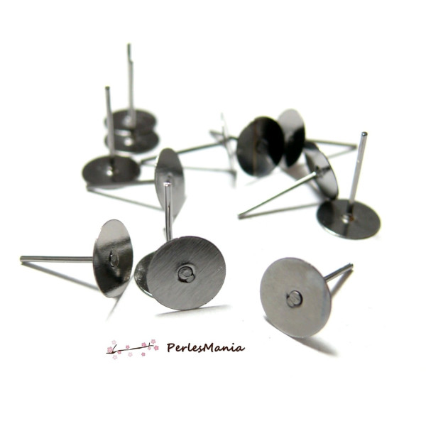 Supports de Boucle d'oreille Puce Clou 8mm – Métal Gun Métal