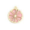 Pendentifs Tranche Pamplemousse Rose métal doré