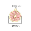 Pendentifs Tranche Pamplemousse Rose métal doré