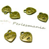 Lot de 20 pendentifs petits Coeurs Love MOM métal couleur Bronze P19566