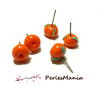 10 perles de verre forme ORANGE 12mm avec tige BRONZE, DIY 