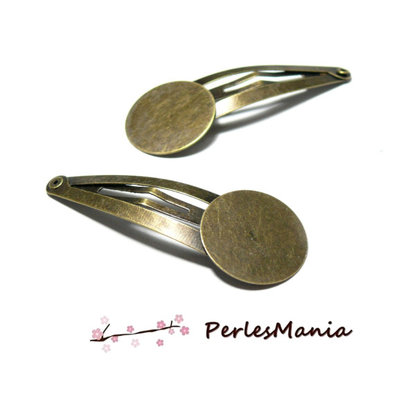 Supports de barrette clip plateau plat 20mm, métal finition Bronze