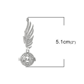 PS110145683 Lot 1 Pendentif Cage avec Aile Pour Perle Boule BOLA Grossesse 12mm ou Boule de Parfum