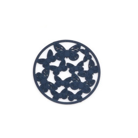 Estampes pendentif connecteur filigrane Multi papillons 20mm cuivre couleur Bleu Nuit