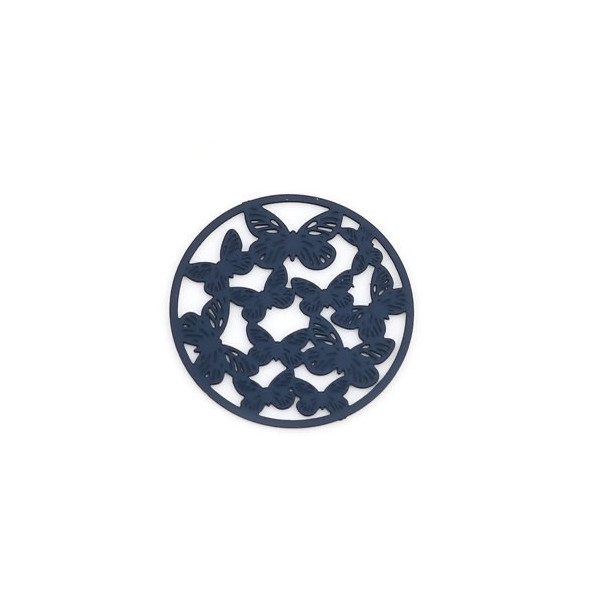 Estampes pendentif connecteur filigrane Multi papillons 20mm cuivre couleur Bleu Nuit