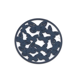 PS110239169 PAX de 10 Estampes pendentif connecteur filigrane Multi papillons 20mm cuivre couleur Bleu Nuit