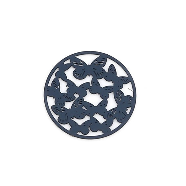 Estampes pendentif connecteur filigrane Multi papillons 20mm cuivre couleur Bleu Nuit