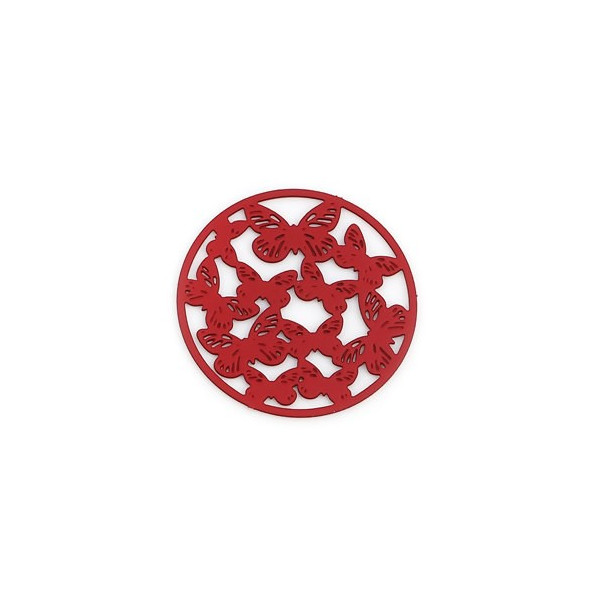 Estampes pendentif connecteur filigrane Multi papillons 20mm cuivre couleur Rouge