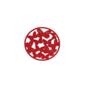 PS110239172 PAX de 10 Estampes pendentif connecteur filigrane Multi papillons 20mm cuivre couleur Rouge