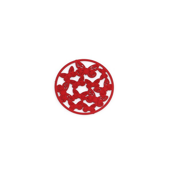 Estampes pendentif connecteur filigrane Multi papillons 20mm cuivre couleur Rouge