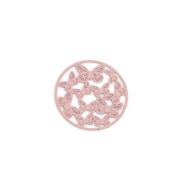 Estampes pendentif connecteur filigrane Multi papillons 20mm cuivre couleur Rose
