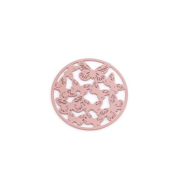 Estampes pendentif connecteur filigrane Multi papillons 20mm cuivre couleur Rose