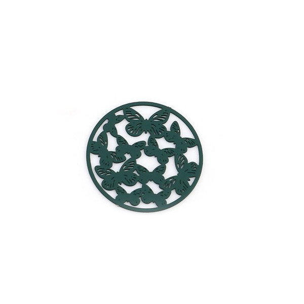 Estampes pendentif connecteur filigrane Multi papillons 20mm cuivre couleur Vert Fonce