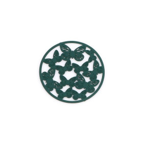PS110239171 PAX de 10 Estampes pendentif connecteur filigrane Multi papillons 20mm cuivre couleur Vert Fonce