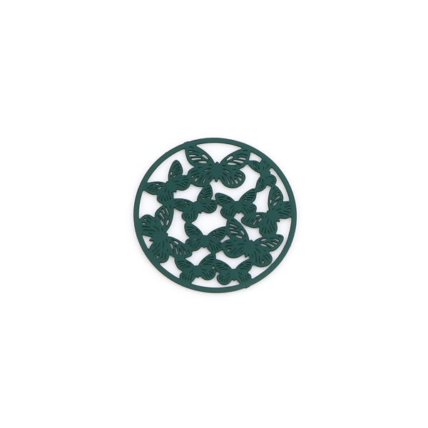Estampes pendentif connecteur filigrane Multi papillons 20mm cuivre couleur Vert Fonce