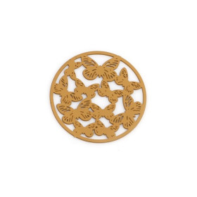 Estampes pendentif connecteur filigrane Multi papillons 20mm cuivre couleur Moutarde